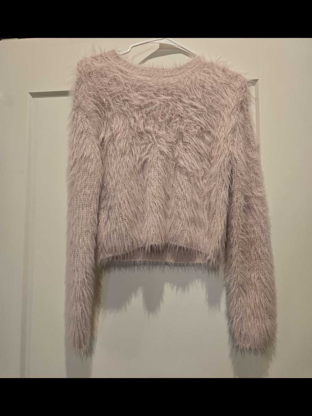 Velvet by Graham & Spencer Pale Pink Fuzzy Cropped Sweater